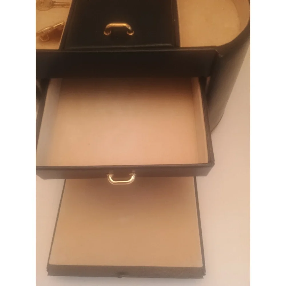 Multi tier leather jewelry box with drawers & mirror